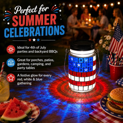 🔥 Last Day 50% OFF - 4th of July Solar Patriotic Mason Jar Lantern
