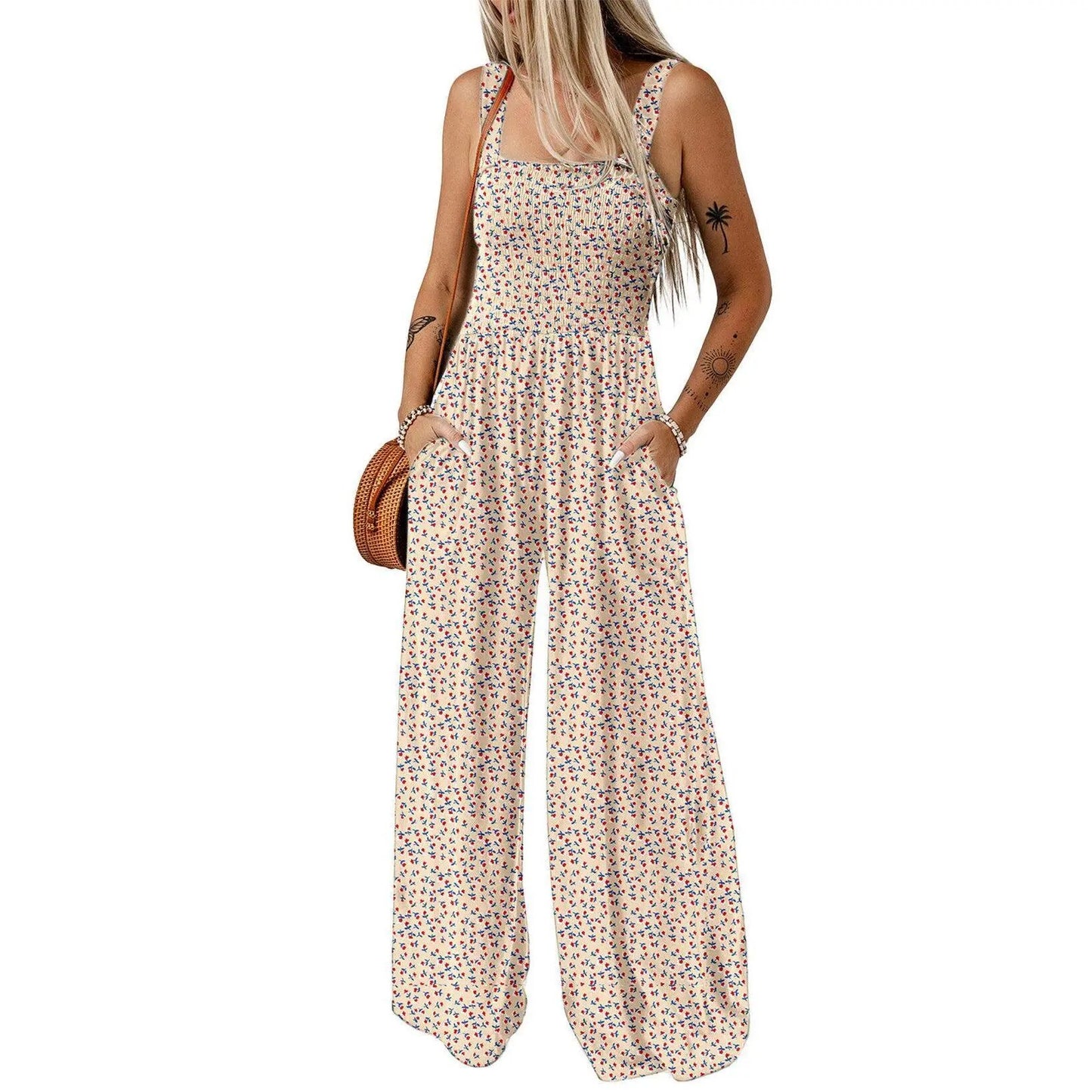 💕Women’s Casual Print Sleeveless Overalls Jumpsuits With Pockets