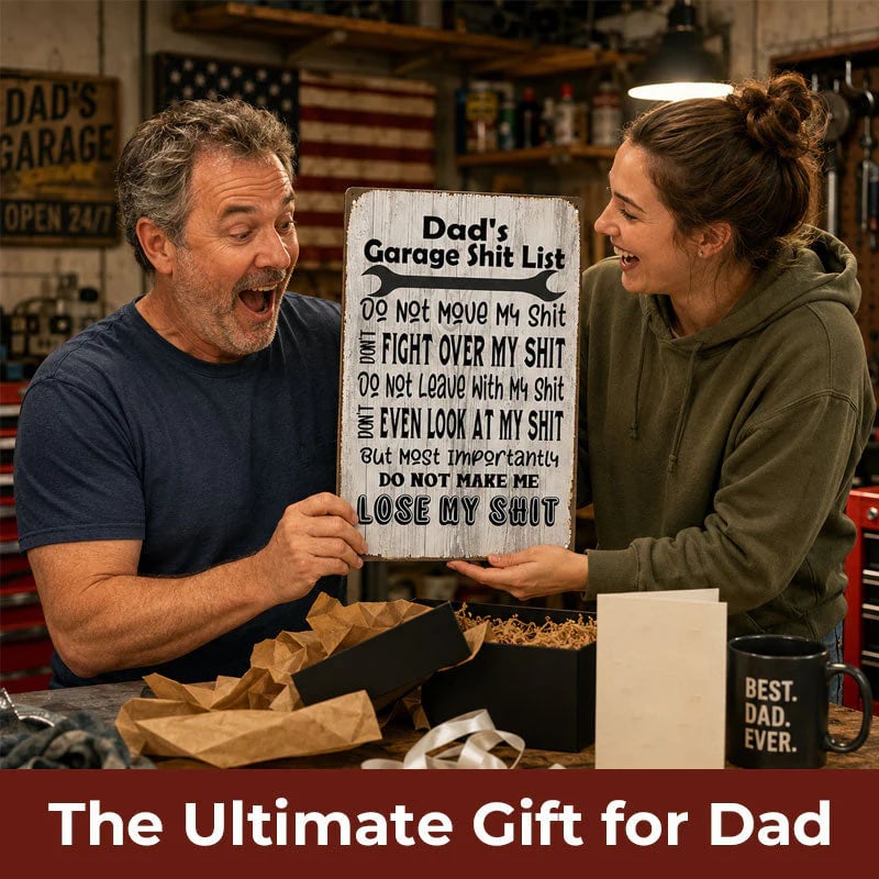 🤘Dad's Garage Shit List Metal Sign