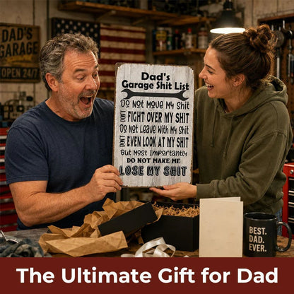 🤘Dad's Garage Shit List Metal Sign
