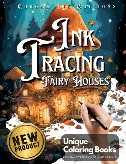 🎨✏️Ink Tracing Coloring Book - For Beginners & Stress Relief(📚Hardcover - No Bleed Pages)