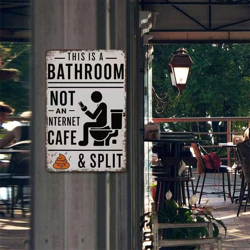 😂 Humorous Bathroom Metal Wall Sign