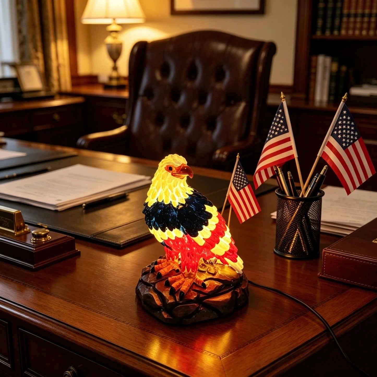 🦅🌙U.S. 250th Eagle Stained Glass Table Lamp✨