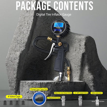 🛠️🚗 High Precision Digital Tire Inflator Pressure Gauge | 3-in-1 Inflate Deflate Check Tire Tool