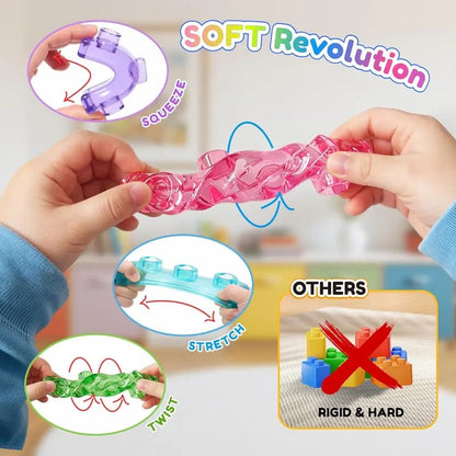 🌈Soft Jelly Stacking Blocks – 40PCS Squishy Sensory STEM Building Toy for Toddlers💛