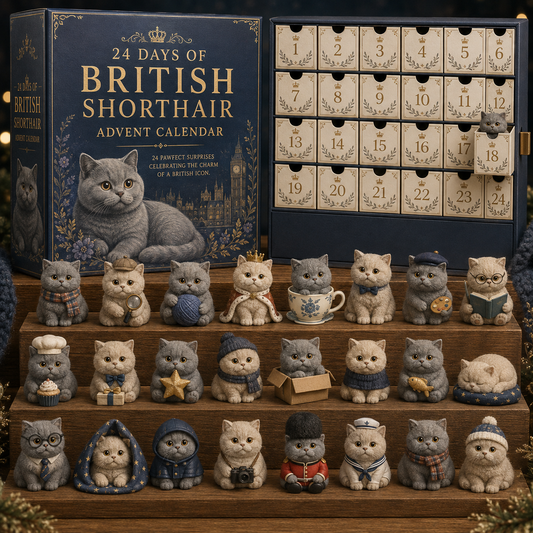2026 Days of British Shorthair Blind Box - 24-Day Festive Countdown, British Shorthair Themed Collectible Miniatures Blind Box - Gift For Cat Lovers