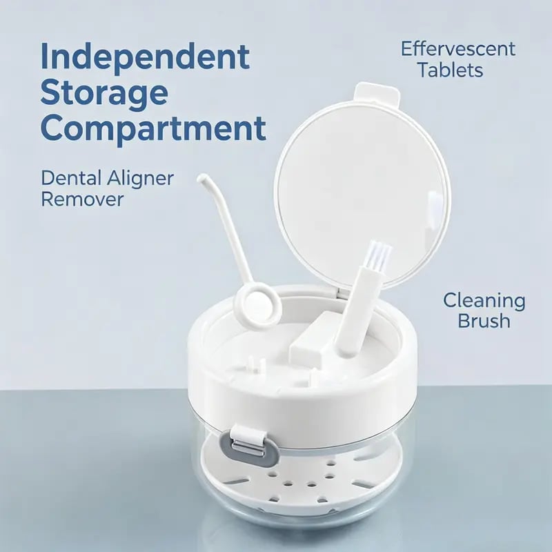🔥Hot Sale | Portable 3-in-1 Retainer Cleaning Storage Case 🦷