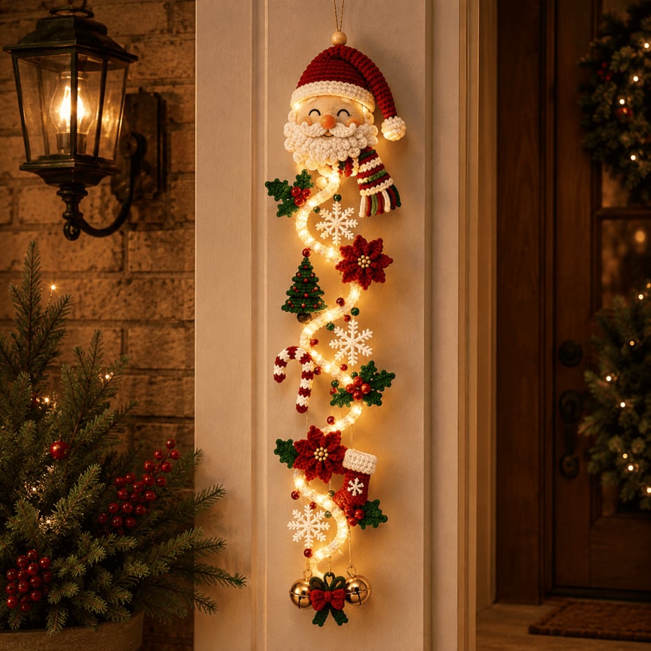 🎄Christmas Door Hanger | 6 Festive Lighted Designs with Warm Glow, Dimensional Details & Space-Saving Vertical Décor ✨