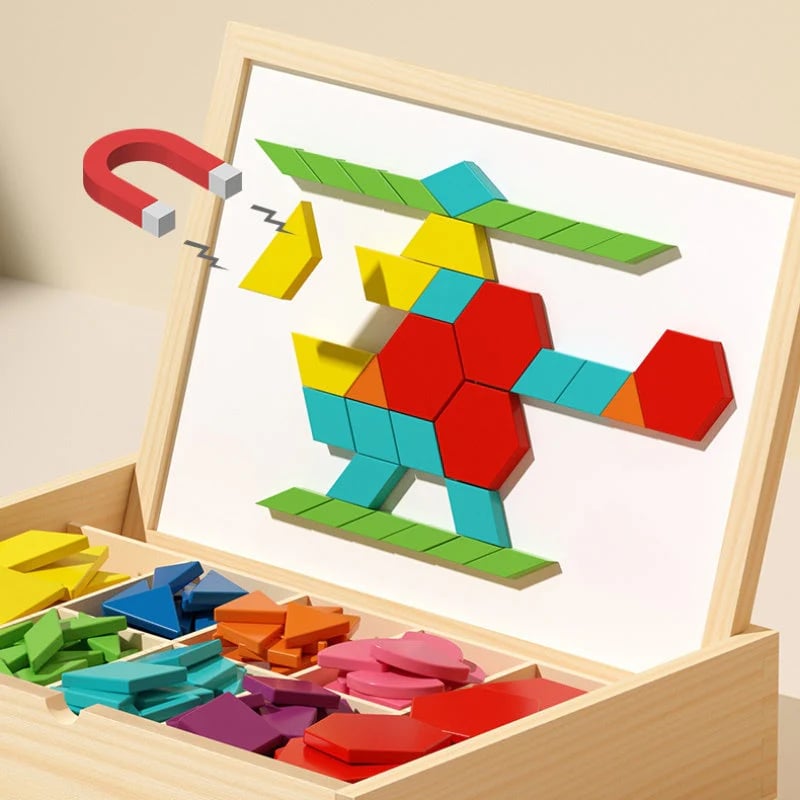 🎁Early Christmas Sale 🔥Wooden Magnetic Pattern Block Puzzle Set🧩