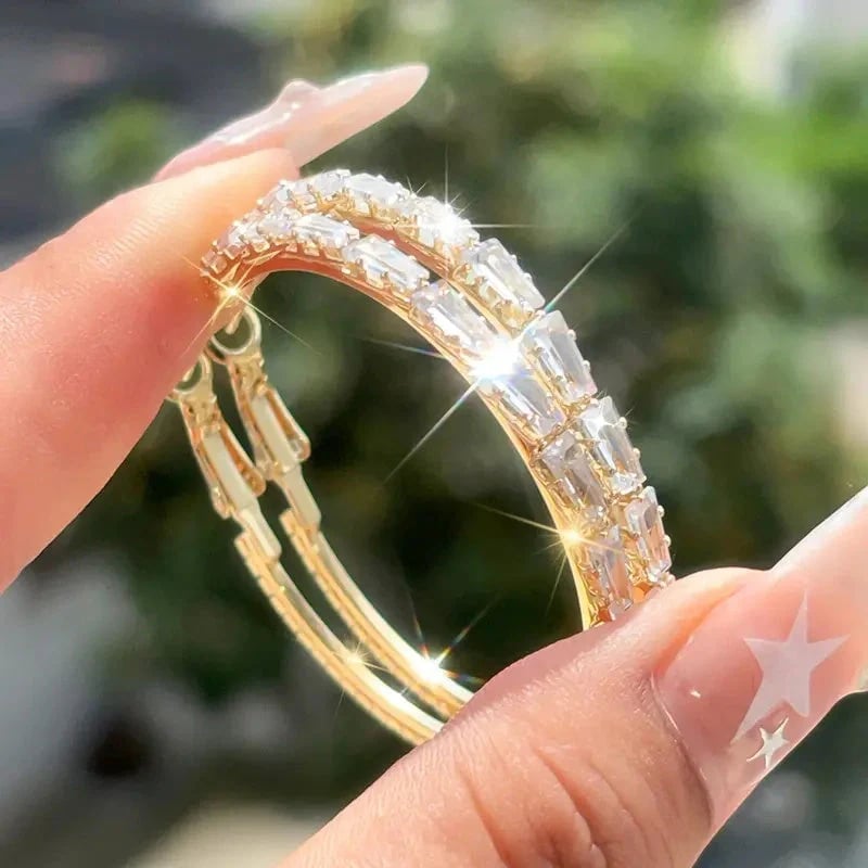 💎 BUY 1 GET 1 FREE ! ✨ Women's Sparkling CZ Hoop Earrings – Micro-Paved, Lightweight Copper & Bold Design – Elegant, Versatile & Perfect Gift 💫