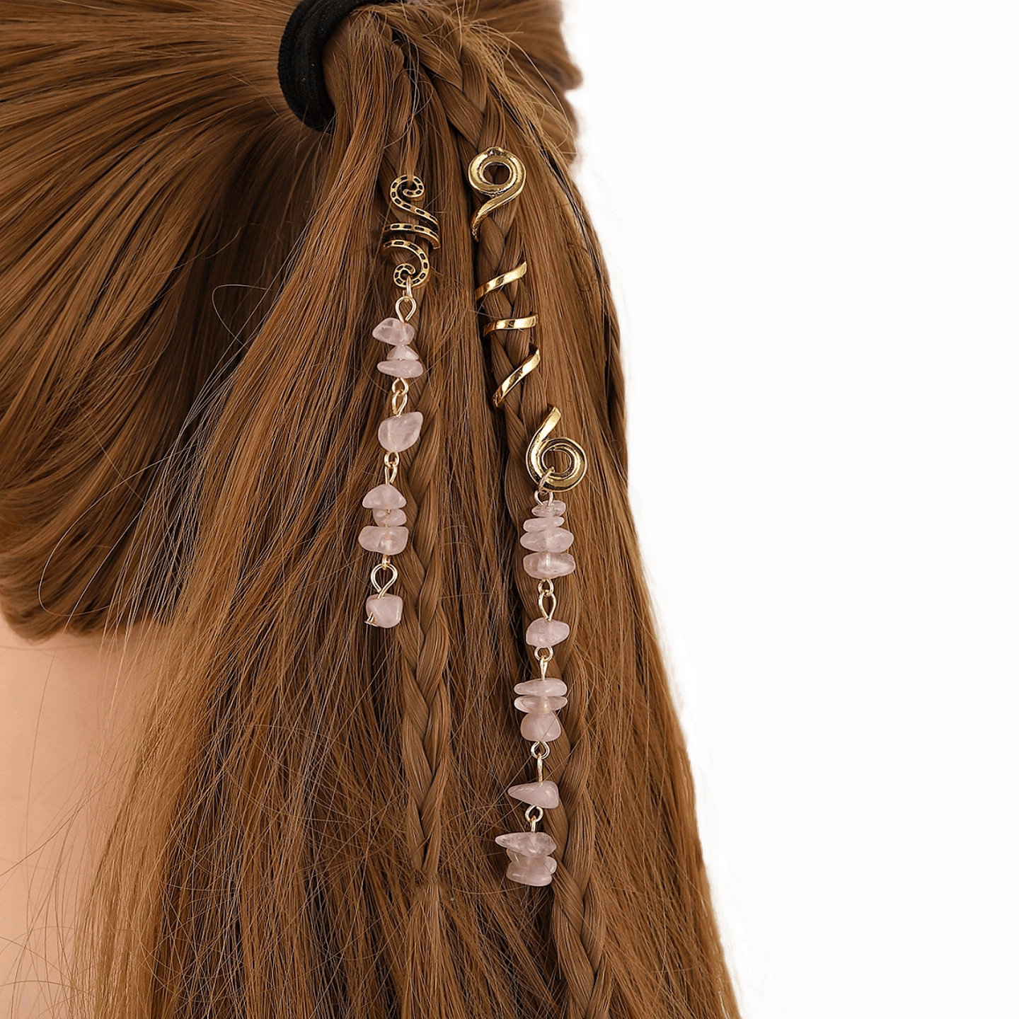 🏆 Buy 1 Get 1 Free!🍀-💌Rose Gold Spiral Hairpin with Natural Crystal Charm✨