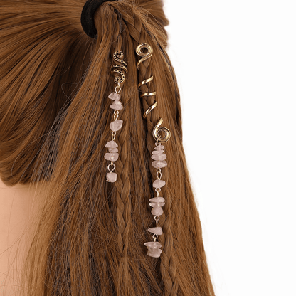 🏆 Buy 1 Get 1 Free!🍀-💌Rose Gold Spiral Hairpin with Natural Crystal Charm✨