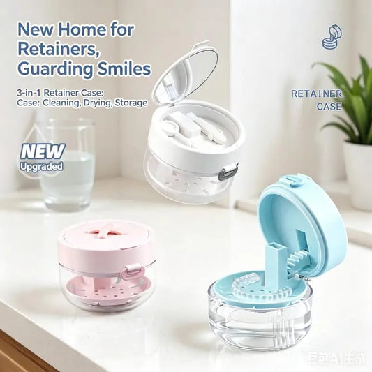 🔥Hot Sale | Portable 3-in-1 Retainer Cleaning Storage Case 🦷