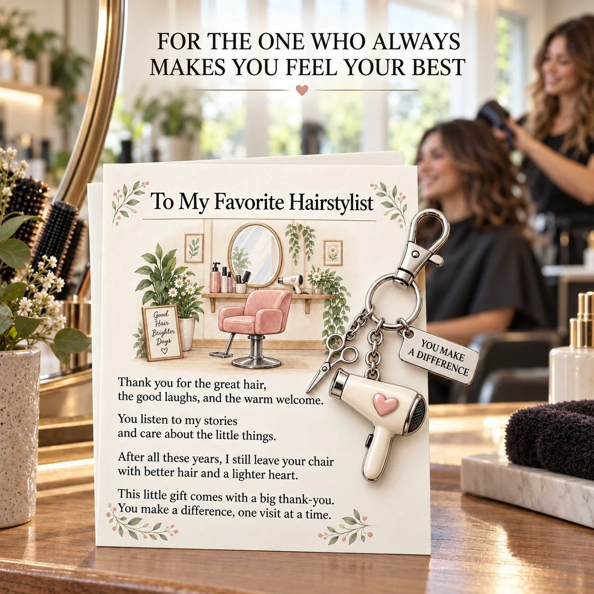 ✨ The 'You Make a Difference' Appreciation Gift Set – Keychain & Greeting Card ✨