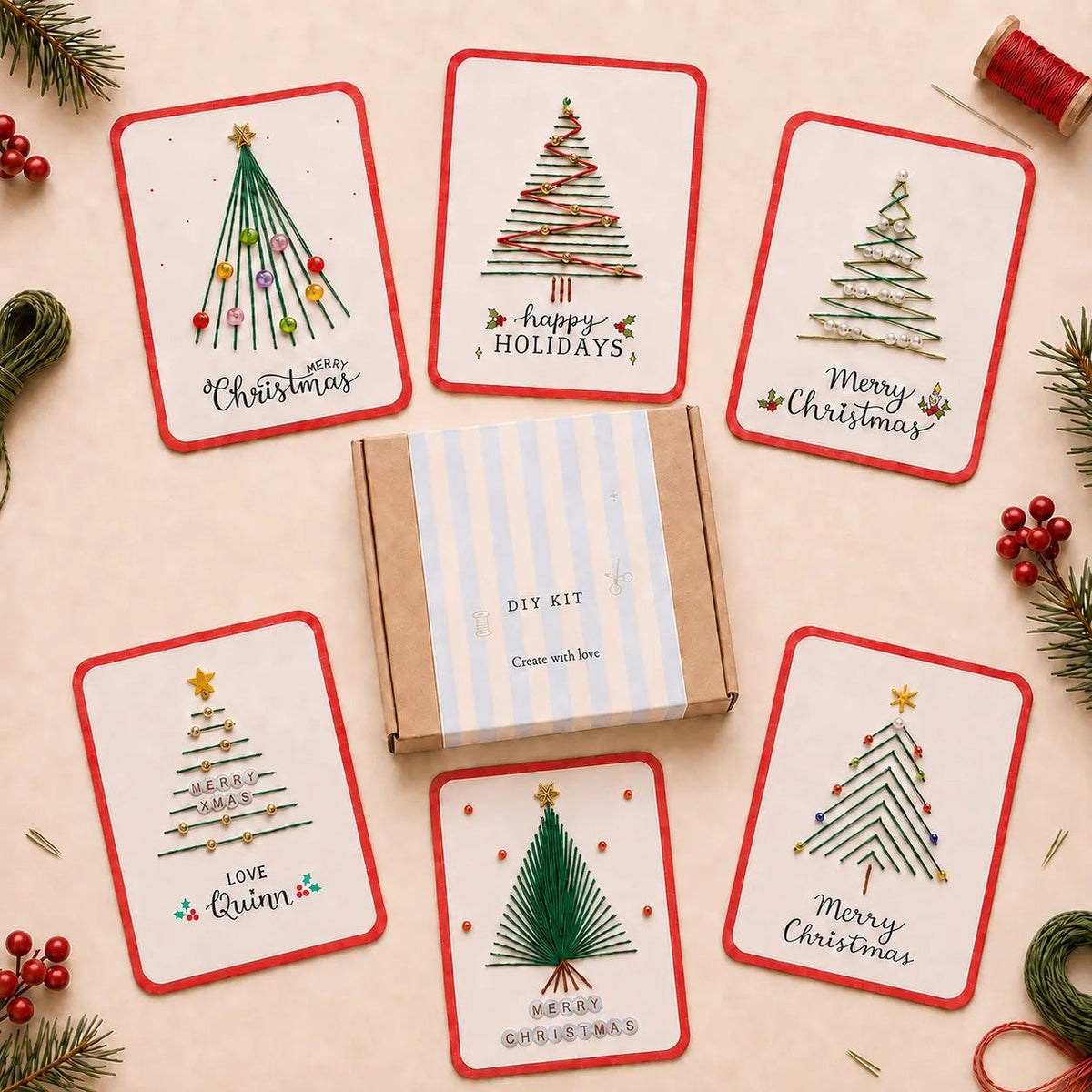 Christmas Thread Stitching Card DIY Kit