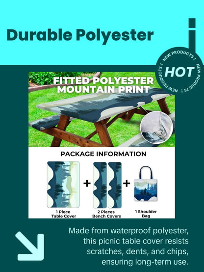 Waterproof Picnic Table Cover Set 🧺 – Fitted Outdoor Tablecloth Kit