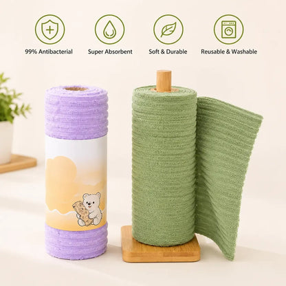 🏆LAST DAY SALE 60% OFF✨🧼Single Pack Tear-Off Plush Household Cleaning Cloth Roll, Absorbent Wiping Towel Suitable