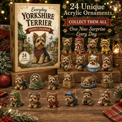 🎄💥Yorkshire Terrier Advent Calendar – 24 Unique Yorkie Acrylic Ornaments & Daily Christmas Surprises