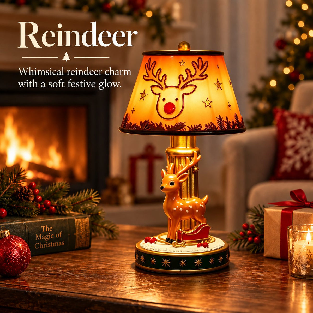 🎅 Santa Claus & Reindeer LED Resin Lamp Decoration