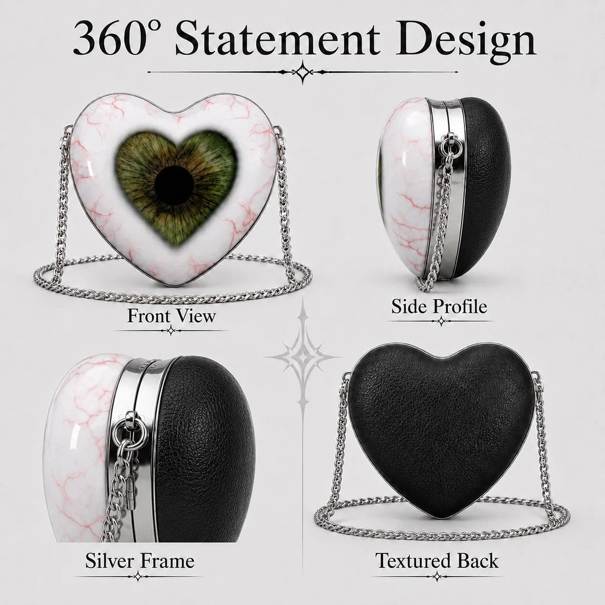 🖤👁 Gothic Heart Eye Statement Crossbody Bag