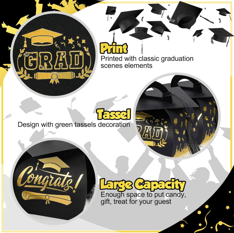 🔥🔥2026 Graduation Candy Box with Tassel Table Centerpieces-Graduation Cap Gift Boxes🎁