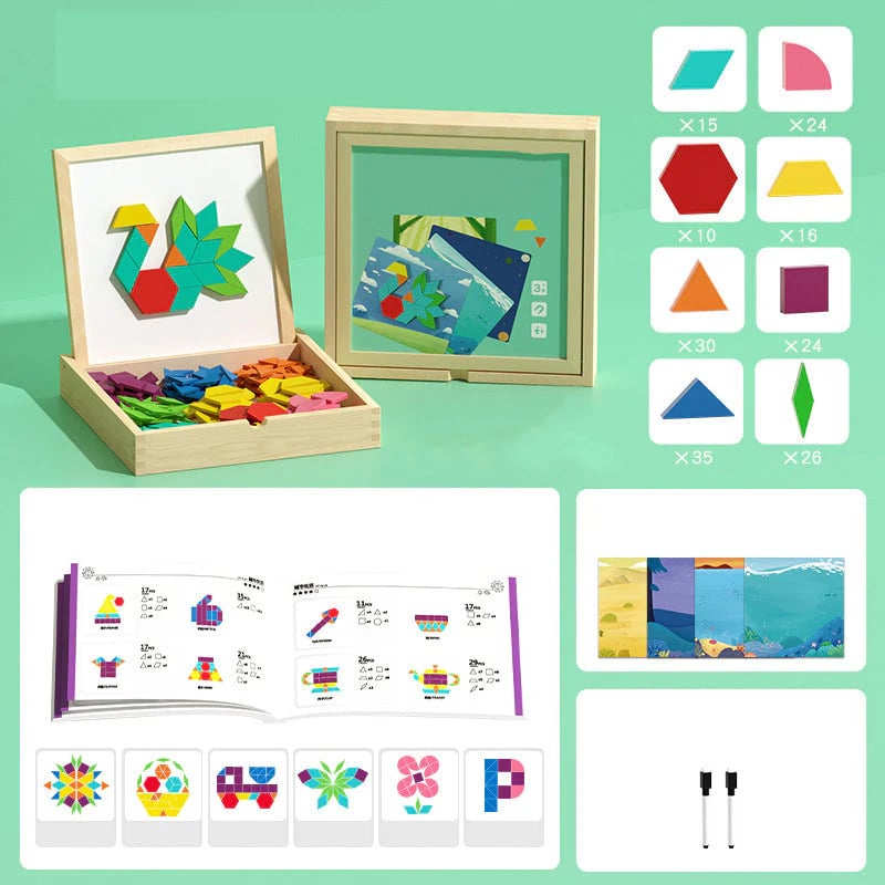🎁Early Christmas Sale 🔥Wooden Magnetic Pattern Block Puzzle Set🧩