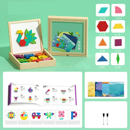 🎁Early Christmas Sale 🔥Wooden Magnetic Pattern Block Puzzle Set🧩
