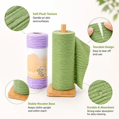 🏆LAST DAY SALE 60% OFF✨🧼Single Pack Tear-Off Plush Household Cleaning Cloth Roll, Absorbent Wiping Towel Suitable