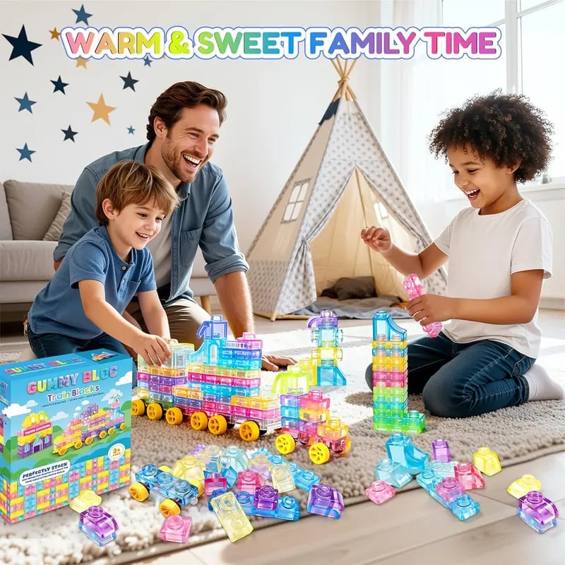 🌈Soft Jelly Stacking Blocks – 40PCS Squishy Sensory STEM Building Toy for Toddlers💛