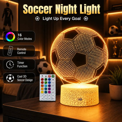 Soccer 3D Optical Illusion Night Light LED Desk Lamp