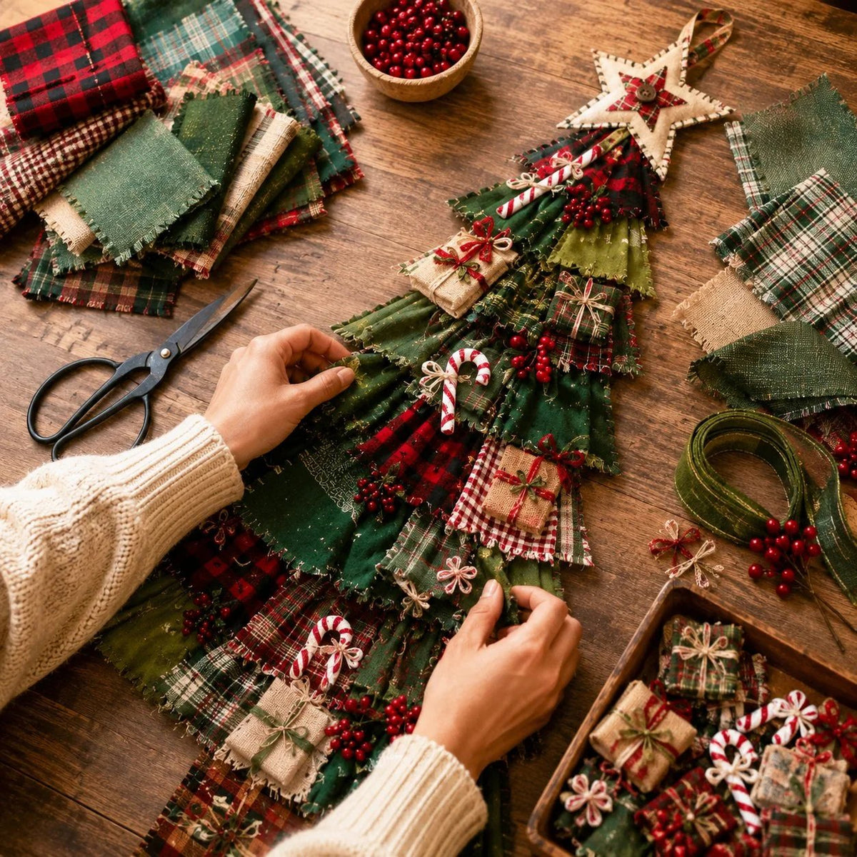 🎄Beginner-Friendly DIY Oversized Patchwork Christmas Tree Door Hanging Kit💕