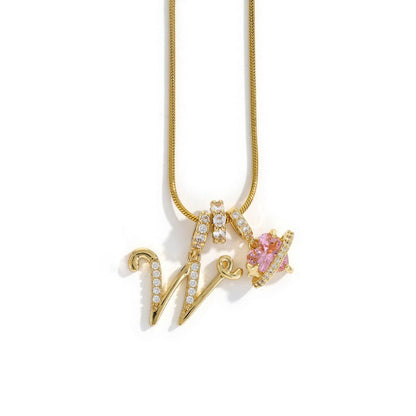 Elegant Initial Heart Charm Necklace