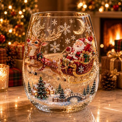 🎅Magical Christmas  Glass Cup Collection – Santa, Reindeer, Snowman & Christmas Tree