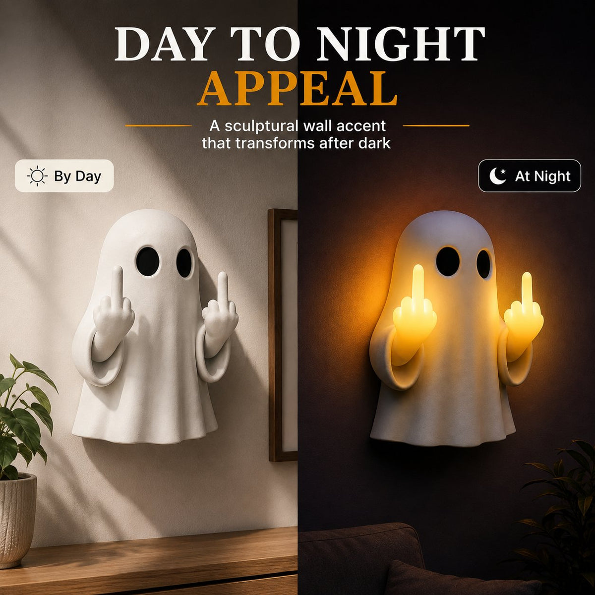 👻 Light-Up Rude Ghost Halloween Decoration | Cute Spooky Figure with Funny Attitude for Porch, Party & Seasonal Décor 😂🎃