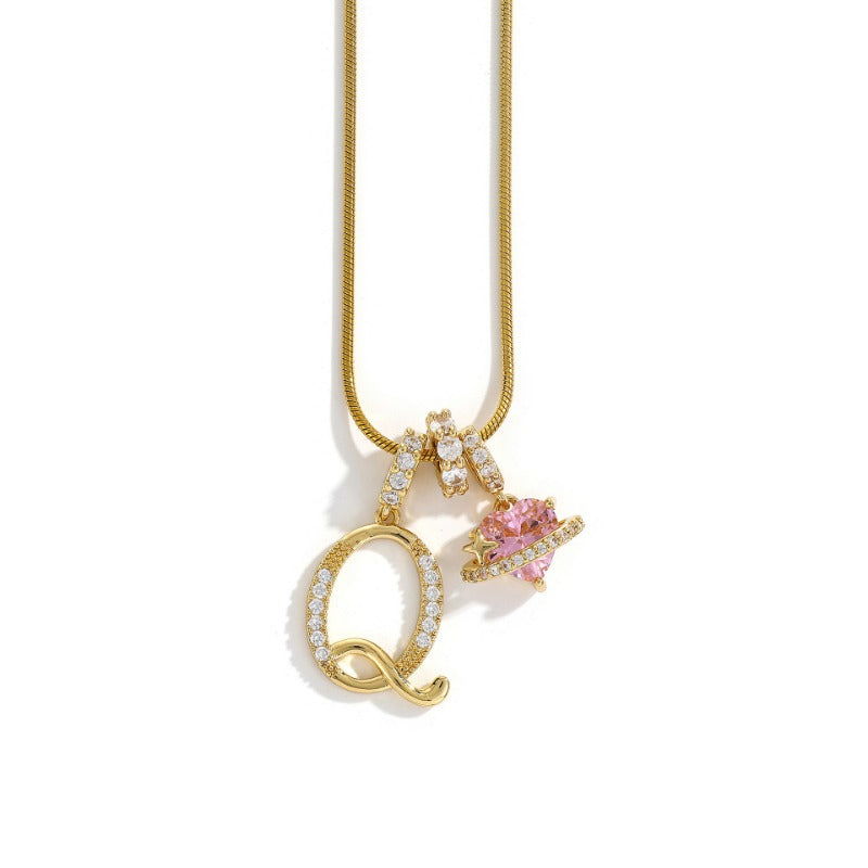 Elegant Initial Heart Charm Necklace