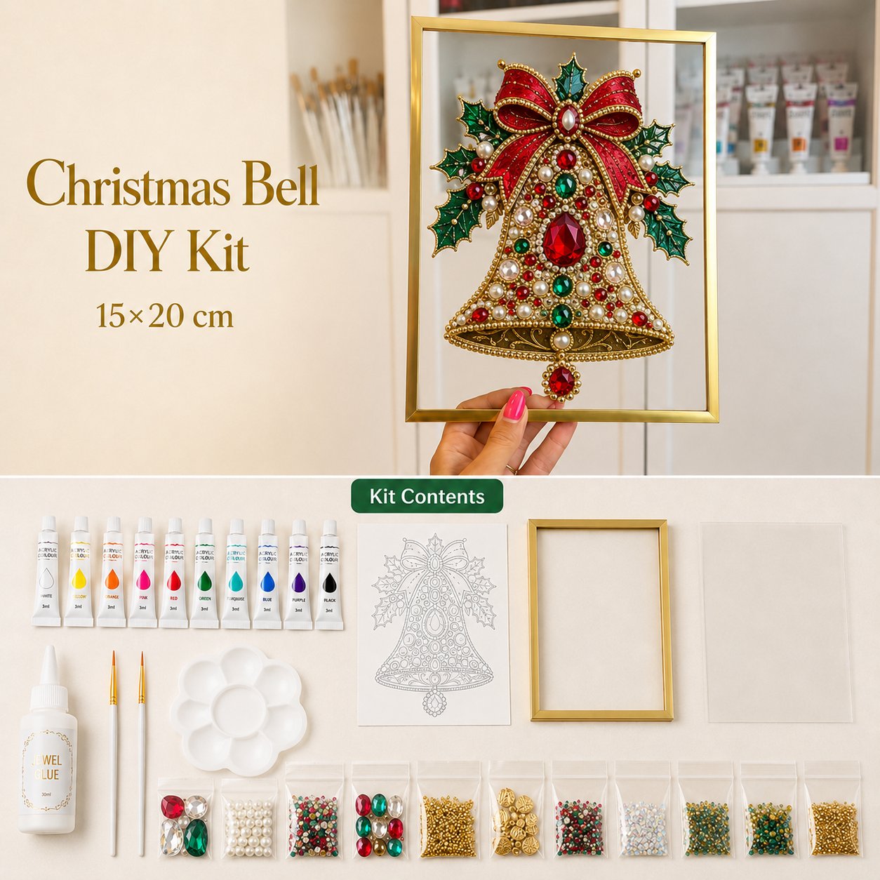 Christmas Bell DIY Kit / 5.9 × 7.9 in