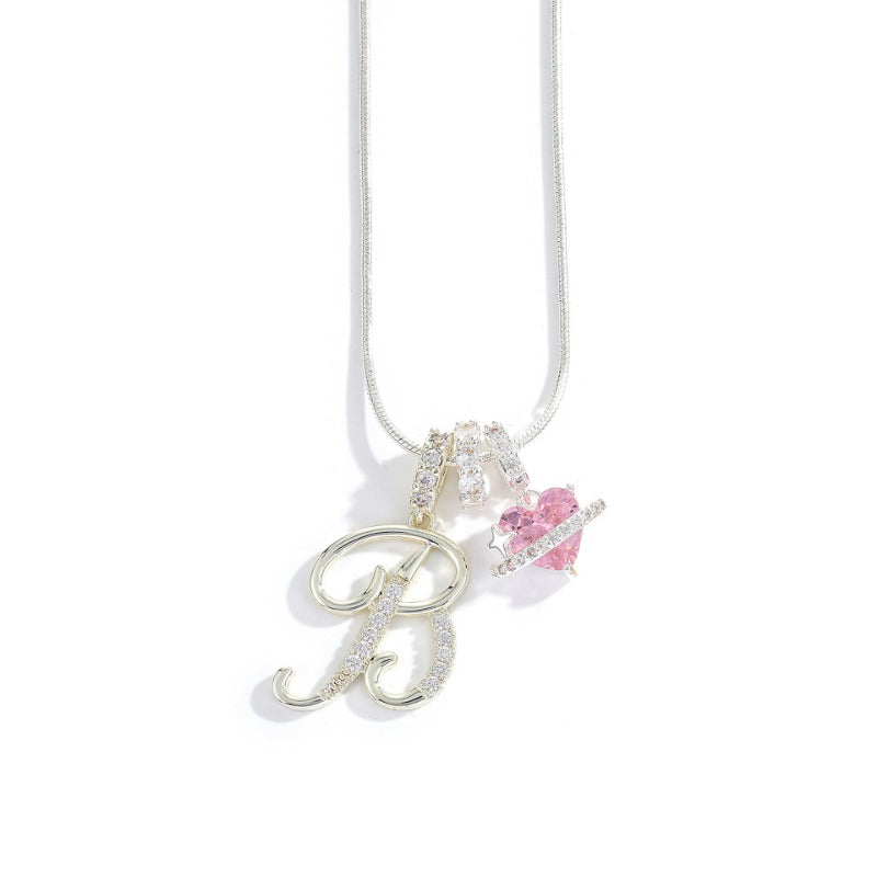 Elegant Initial Heart Charm Necklace
