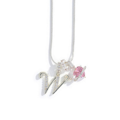 Elegant Initial Heart Charm Necklace