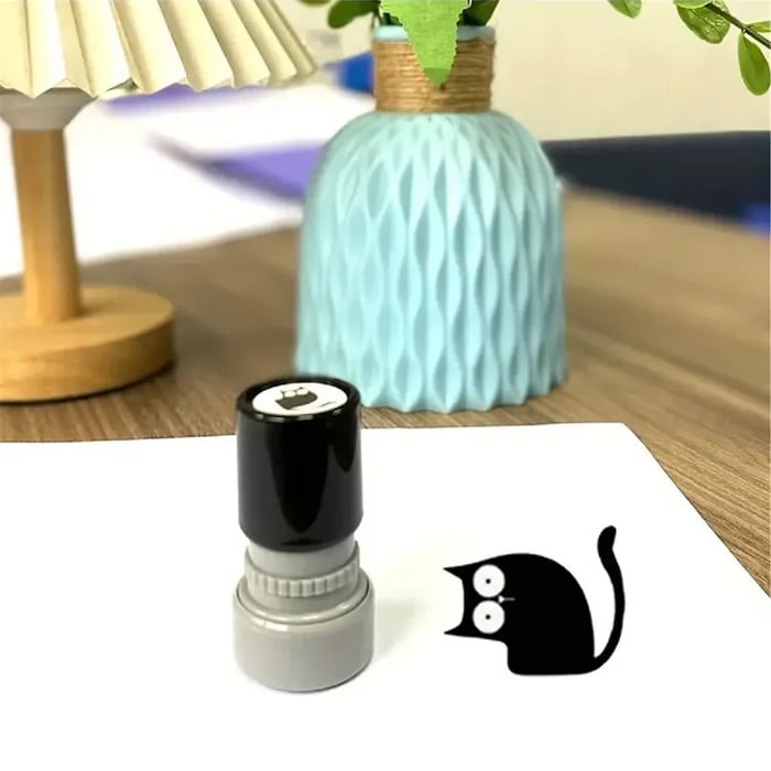 🐱Cat Pattern Stamp, 5 Counts/set Round Self-inking Stamp