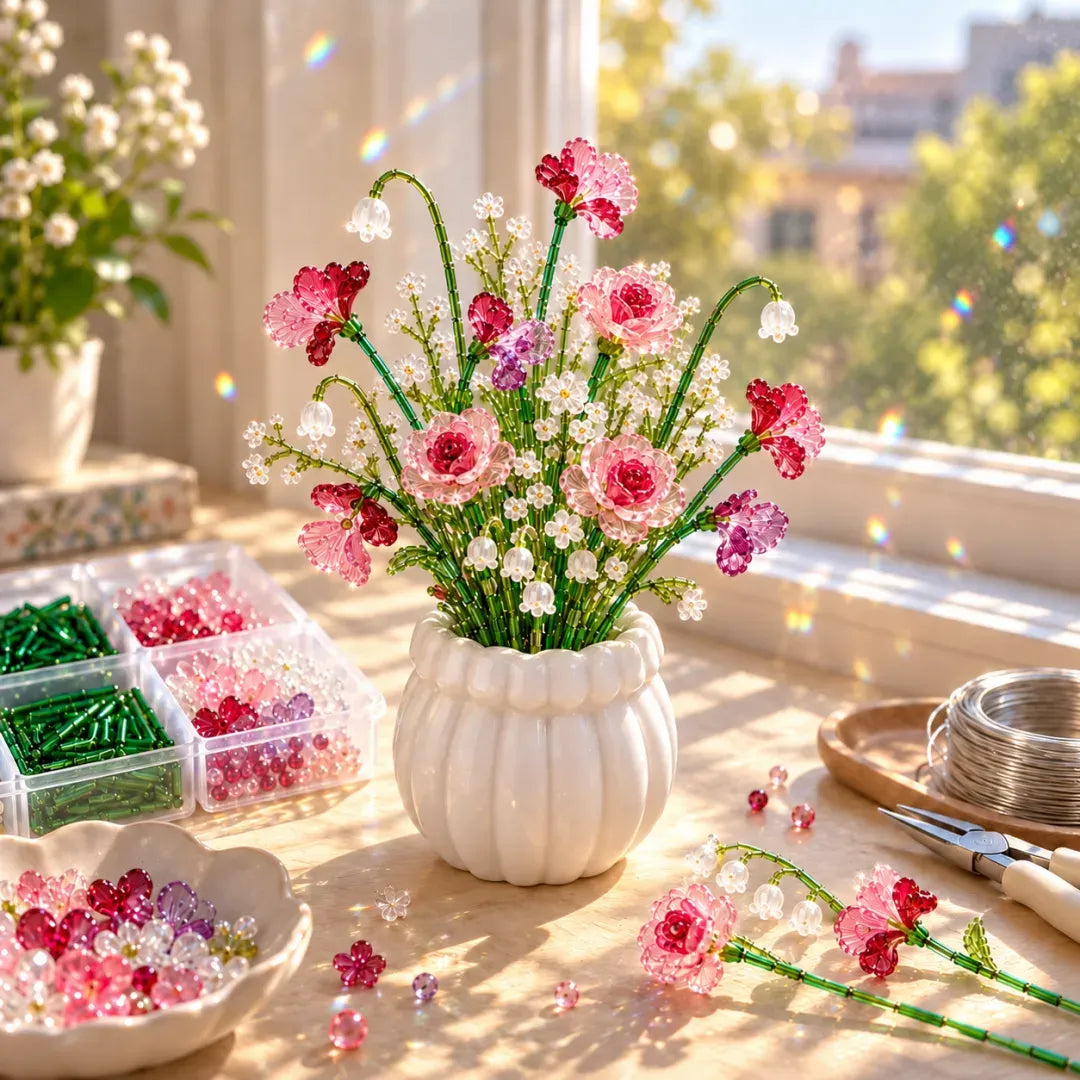 🌼✨DIY Beaded Wildflower Bouquet Kit – Handmade Crystal Flower Craft Set🌸✨
