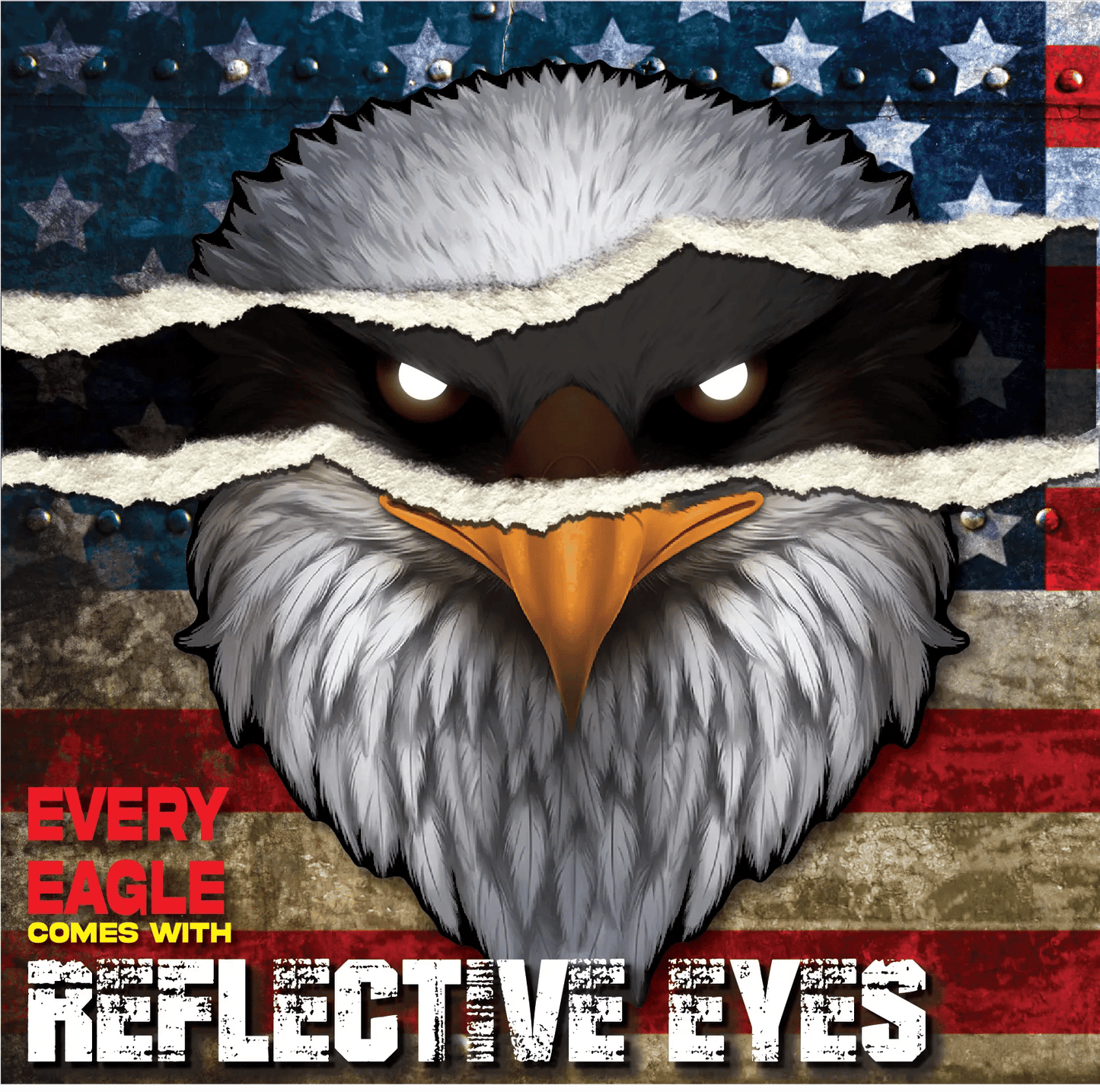 🔥Buy 1 Get 1 Free (2 pcs)🦅Reflective Eagle Eyes USA Flag Decal – Waterproof Patriotic Vinyl Sticker for Trucks, Cars & Gear