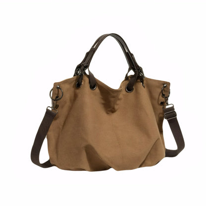 Vintage Canvas Tote Bag for Women Large Capacity Commuter Crossbody Handbag