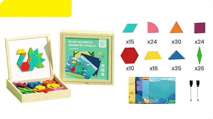 🎁Early Christmas Sale 🔥Wooden Magnetic Pattern Block Puzzle Set🧩