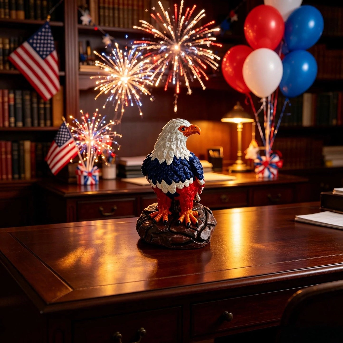🦅🌙U.S. 250th Eagle Stained Glass Table Lamp✨