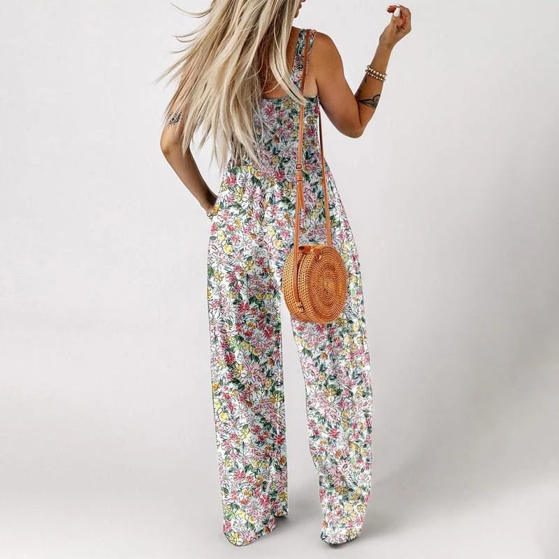 💕Women’s Casual Print Sleeveless Overalls Jumpsuits With Pockets