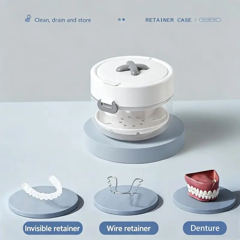 🔥Hot Sale | Portable 3-in-1 Retainer Cleaning Storage Case 🦷