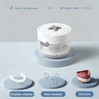 🔥Hot Sale | Portable 3-in-1 Retainer Cleaning Storage Case 🦷