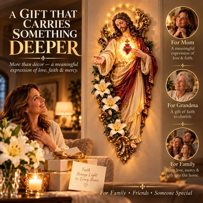 🔥LAST DAY 49% OFF - ✨ Sacred Heart of Jesus 3D Lighted Wall Décor