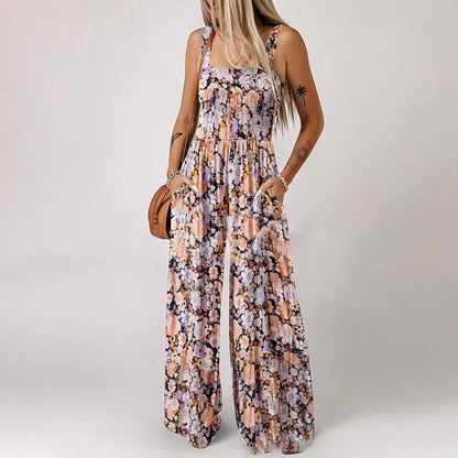 💕Women’s Casual Print Sleeveless Overalls Jumpsuits With Pockets