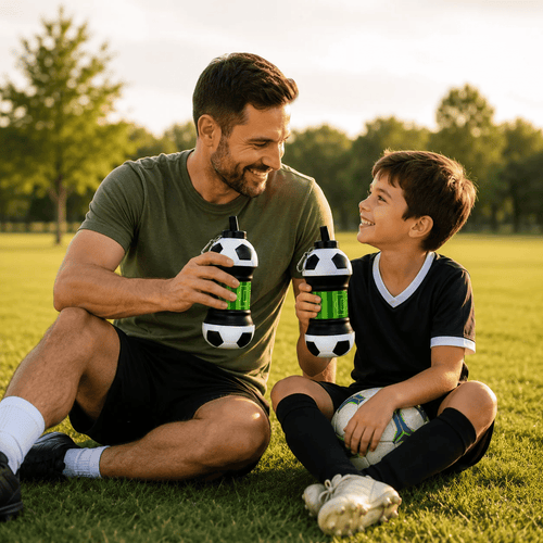 Football Water Bottle 2-in-1 Foldable – Soccer Ball Design for Kids